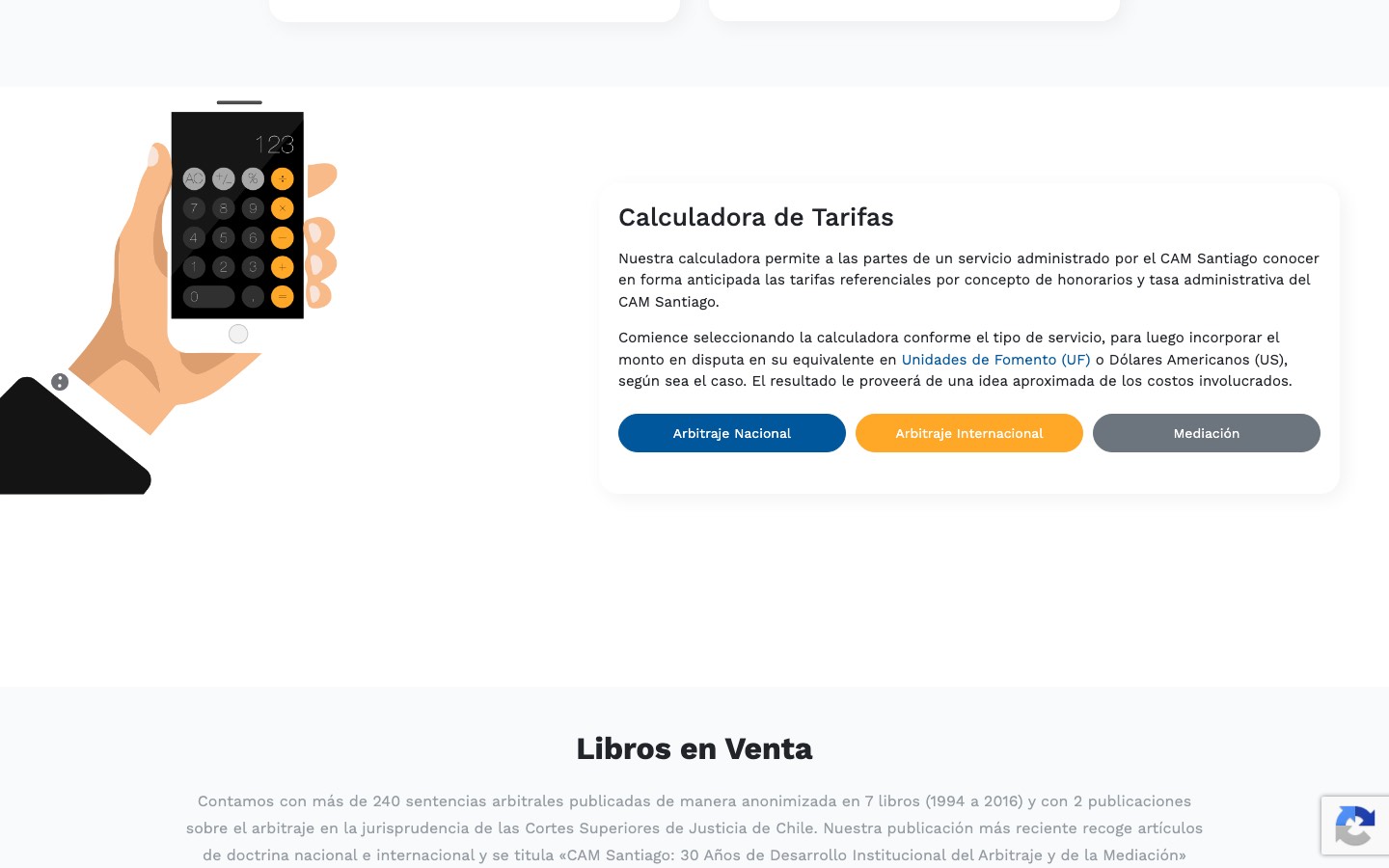 Calculadora de tarifas de CAM Santiago con una pestaña por mecanismo